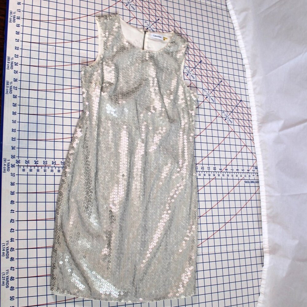 Calvin Klein White Sequined Sheath Cocktail Dress Size 8 - Picture 6 of 10